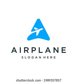 Creative Letter A with plane logo design vector