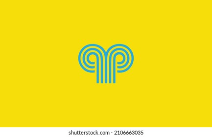Letra creativa línea gráfica PP diseño de iconlogo alfabético
