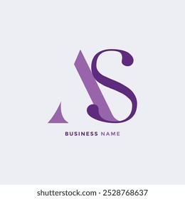 Creative Letter AS purple logo design showcasing initials and elegance