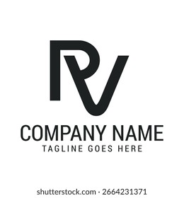 Letra criativa PV ou VP Modelos modernos de design de logotipo de vetor minimalista