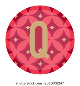 Creative letter Q adorned with geometric flower patterns in red hues. Perfect for bold and stylish branding, logos, and artistic decorative graphic design projects.