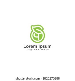 Letra creativa q ecohoja logotipo icono elementos de plantilla de diseño