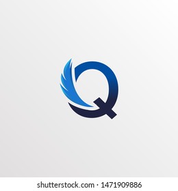Creative Letter Q Logo Design with Feather Graphic