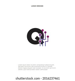 Creative Letter Q logo design with point or dot symbol