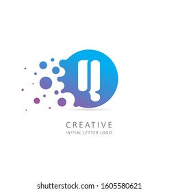 Creative Letter Q Logo with Dots. Design Vector Illustration Template