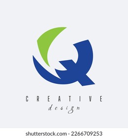 Creative letter Q logo with leading lines and road concept design with geometric design. Vector Illustration with letter and creative cuts and lines