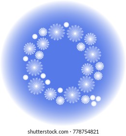 creative letter Q made out of snowflakes in light blue white colors 