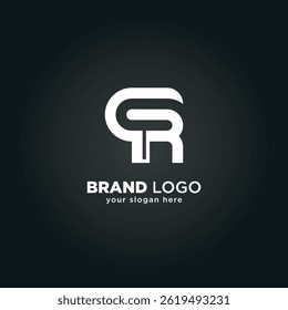Creative Letter Q and R Monogram Logo with Black Background.