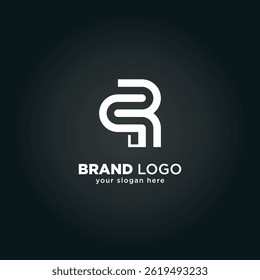Creative Letter Q and R Monogram Logo with Black Background.