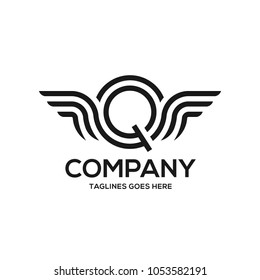 Creative Letter Q with wings design element