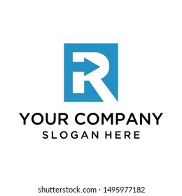 Creative letter R with arrow logo design vector for business company