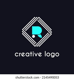 letra creativa r y marco de arte