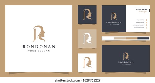 creative Letter r beauty face. logo and business card. Vector Premium