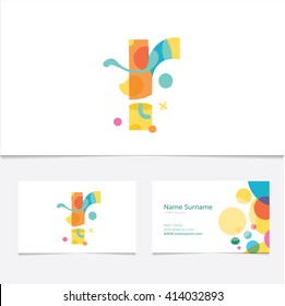 Creative Letter R design vector template on The  Business Card Template. Abstract Colorful Alphabet .Friendly funny ABC Typeface. Type Characters 