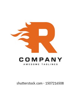 creative Letter r and fire Logo template design vector concept
