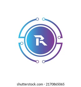 Creative Letter R logo design with point or dot symbol