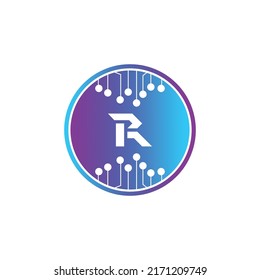 Creative Letter R logo design with point or dot symbol