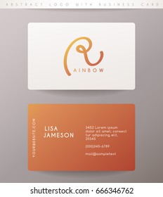 Creative Letter R Logo Design with Business Card Template : Vector Illustration