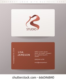 Creative Letter R Logo Design with Business Card Template : Vector Illustration