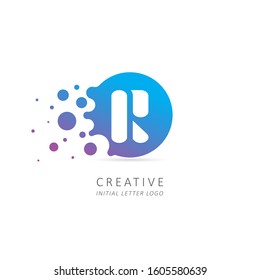 Creative Letter R Logo with Dots. Design Vector Illustration Template