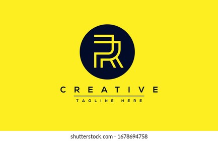 Plantilla de diseño de icono del logotipo R de letra creativa. Monograma vectorial basado en iniciales R minimalistas.