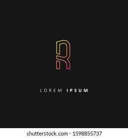 Creative letter R Logo. neon color style. design vector logotype illustration template