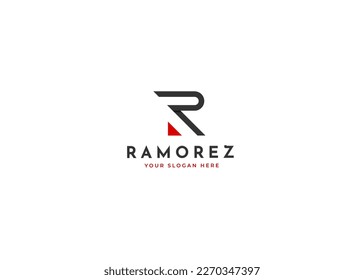 Creative letter R monogram logo with clean and elegant lines style design vector illustration