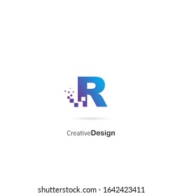 Creative Letter R Pixel Logo Design Element. Design Vector Pixel Logo Template
