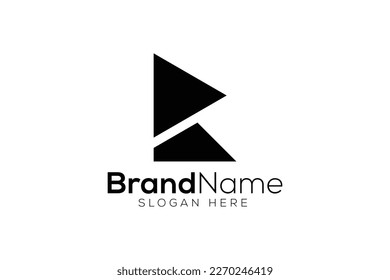 Creative letter R play icon logo design template