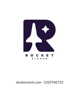 Creative letter R rocket launch logo design for your brand or business