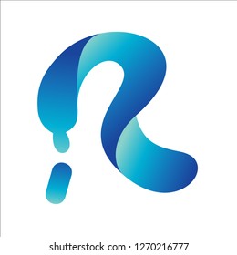 Creative letter R trickle variation logo, Liquid, Water drop vector logo, Initial R