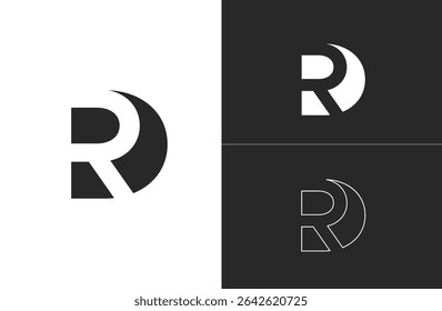 Creative letter RD logo design with negative space style, clean and clever design, vector illustration