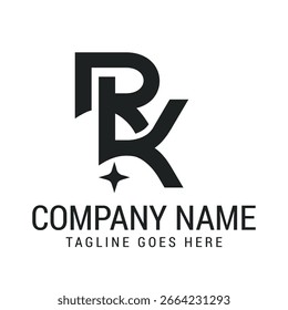 Letra creativa RK o KR Plantilla de diseño de logotipo de Vector minimalista moderno