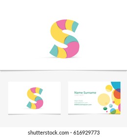 Creative Letter s design vector template on The Business Card Template. Abstract Colorful Alphabet .Friendly funny abc Typeface. Type Characters.Vector illustration.EPS10