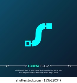 Creative letter s digital circuit style font. Blue letter made of electric current wires and connectors. Modern design concept.