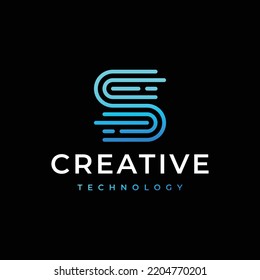 creative letter S digital technology vector logo design