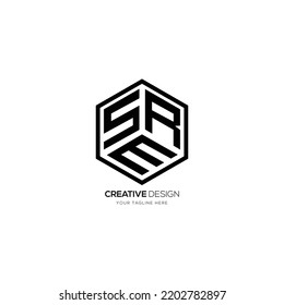 Creative letter S E R hexagonal monogram logo