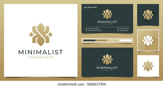 Creative letter S flower abstract concept line art style. luxury logo deign and business card.