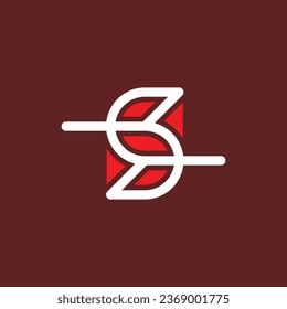 Creative letter S flower abstract concept line art style