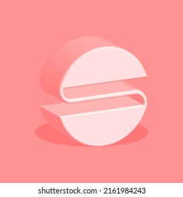 Creative letter S logo 3d isometric shape halftone coral, red soft light typographic emblem.