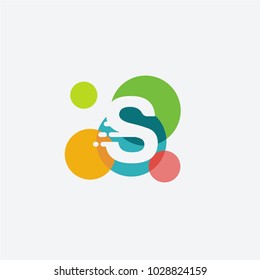 Creative Letter s logo with the letter s in the negative space in white and and colorful Circle in the background.