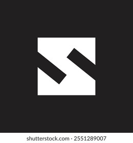 Creative letter S logo rectangle shape, initial elegant, stylish and modern branding business concept, abstract letter art icon pattern white color on black background.