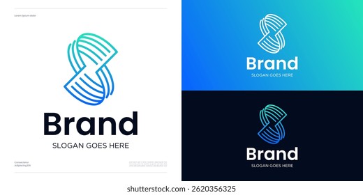 Creative letter S tech with monoline style logo for identity, icon design vector illustration editable or symbol initial alphabet with gradient color for technology, coaching, marketing, research