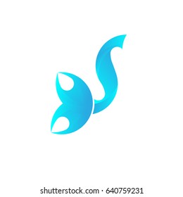 Creative Letter S Water Design Vector Template. Simple Fun Alphabet Typeface with blue water color. Type Character Logotype Symbol.