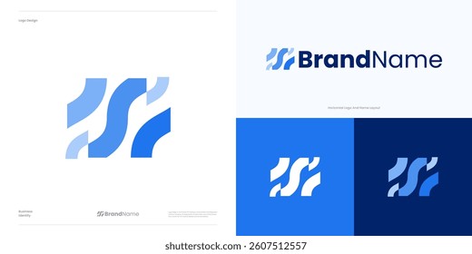Creative letter S wave concept logo icon design vector, Initial symbol S geometric water and dynamic blue color, abstract modern sign S for technology, identity and business, illustration logo design.