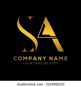  Creative Letter sa Logo design.sa goldene Farbe Typografie Vektordesign.