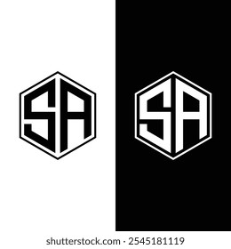 Creative Letter SA Monogram polygon Logo Design Icon Template White and Black