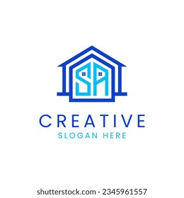 Creative Letter SA mit einfachem Logo-Design, Vektorgrafik