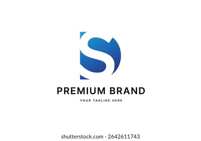 Creative letter SD logo design with negative space style, clean and clever design, vector illustration
