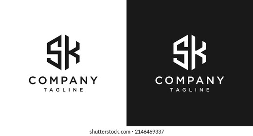 Creative Letter SK Monogram Logo Design Icon Template White and Black Background